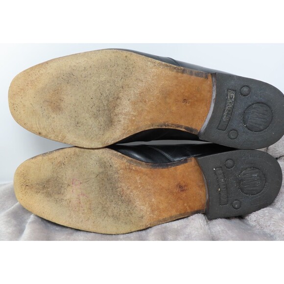 Manz Dress Shoe Mens 9 Black Leather Loafer Slip On Block Heel Made In Germany - Picture 8 of 15